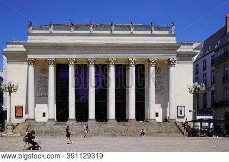 Nantes , Loire Atlantique / France - 10 10 2020 : Graslin Theatre Building In Nantes City France