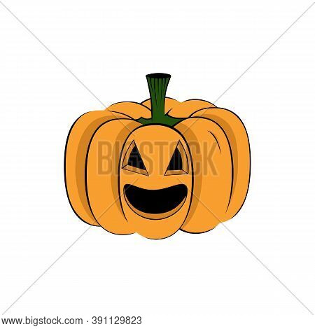 Scary Pumpkin In Cartoon Style. Isolated Object