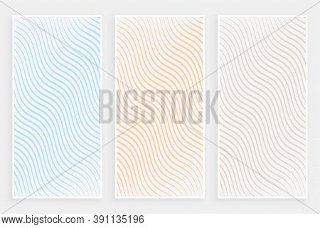 Subtle Minimalist Curvy Flowing Lines Pattern Banners Set