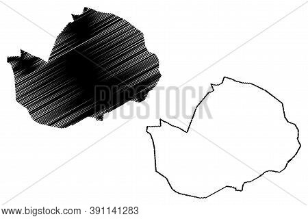 Bobo-dioulasso City (republic Of Burkina Faso, Hauts-bassins Region) Map Vector Illustration, Scribb