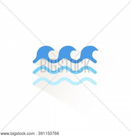 Low Waves. Isolated Color Icon. Weather Glyph Vector Illustration