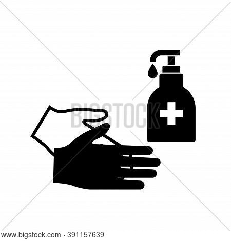 Sanitise Hands Black Icon,vector Illustration, Isolated On White Background Label. Eps10