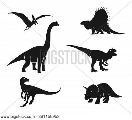 Mysterious Dinosaur Black Icons Collection Vector Eps