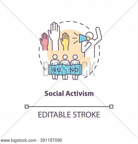 Social Activism Concept Icon. Social Change Benefit Idea Thin Line Illustration. Activist. Protest. 