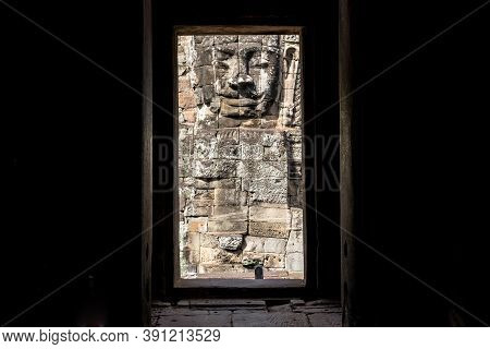 The Mystery Face Tower In Bayon Temple The State Temple Of The Mahayana Buddhist King Jayavarman Vii