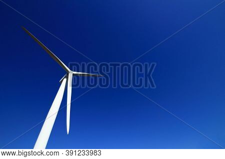 Wind Turbines. Power Plant With Wind Turbine, Clean Energy Generator Wind Turbine In Wind Farm.