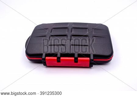 Small Useful Calling Card Or Memory Card Holder Isolated Over White Background. Card Holder To Carry