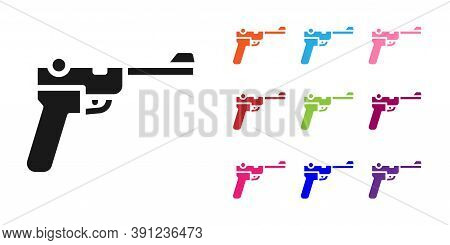 Black Mauser Gun Icon Isolated On White Background. Mauser C96 Is A Semi-automatic Pistol. Set Icons