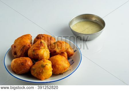 Fresh And Tasty Mysore Bonda Kept Ready In A Plate To Be Served