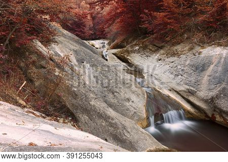 Autumn View Of La Gavane Waterfall, Apuseni Mountains