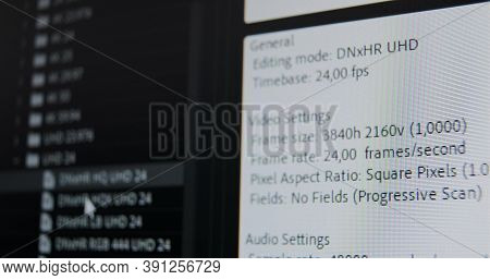 Film Editor Chooses Uhd Presets Displayed In Box Working With New Video Project In Computer Program 