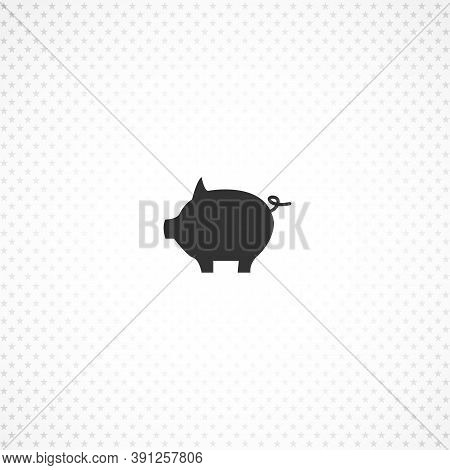 Piggy Bank Isolated Solid Vector Icon On White Background