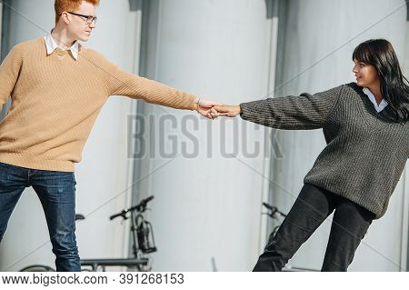 Body Form Made By Sensual Young Couple. They Are In Love, Having Fun