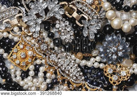 Beautiful Fashion Jewelry With Precious Stones, Pearls And Diamonds  For Women. Many Precious Shiny 