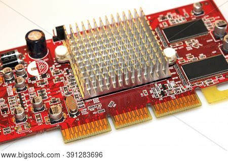 Detail Of Modern Computer Graphic Card Isolated On White
