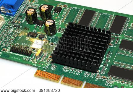 Detail Of Modern Computer Graphic Card Isolated On White