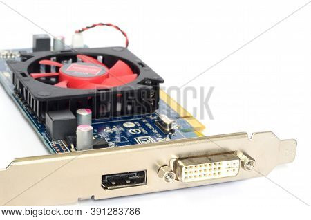 Detail Of Modern Computer Graphic Card Isolated On White