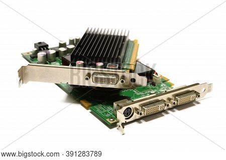 Detail Of Modern Computer Graphic Card Isolated On White