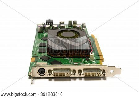 Detail Of Modern Computer Graphic Card Isolated On White