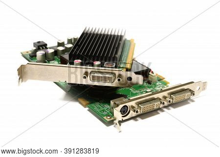 Detail Of Modern Computer Graphic Card Isolated On White