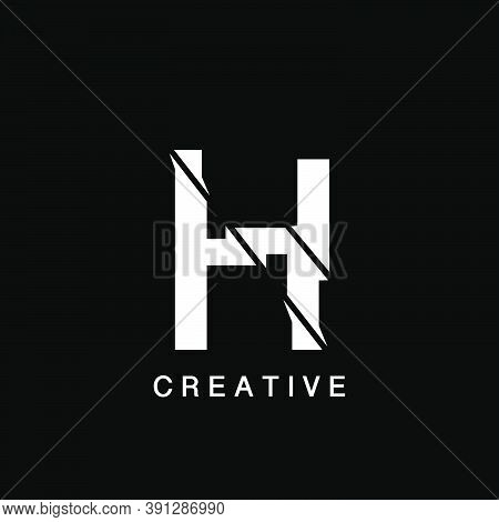 Initial H Letter Flat Logo Abstract Technology Vector Design Concept.