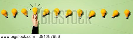 Many Yellow Light Bulbs - Idea And Creativity Theme
