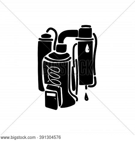 Distiller Silhouette, Laboratory Device For Water Purification And Obtaining Liquid Without Minerals