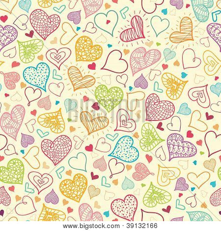 Doodle de coeurs fond transparent