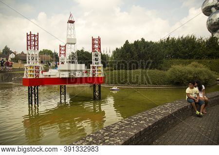 Brussels, Belgium, 14 August 2016.   Miniature Oil Rig  At The Park Mini Europe.