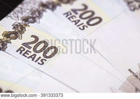 Two Hundred Reais Bill From Brazil, New 200 Reais Bill, Money From Brazil. Grand Prize Concept