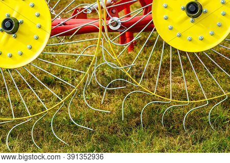 Tractor With Rotary Rake, Agriculture Machine
