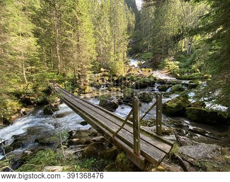 Small Pedestrian Bridges Over The Giessbach Stream And Between The Waterfalls Giessbach Falls (giess