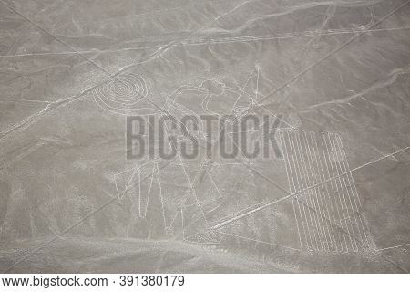 Aerial View Of Nazca Geoglyph The Monkey. Nazca, Peru.