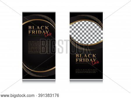 Luxury Banner Roll Up Black Friday Sale With Picture Slots Template