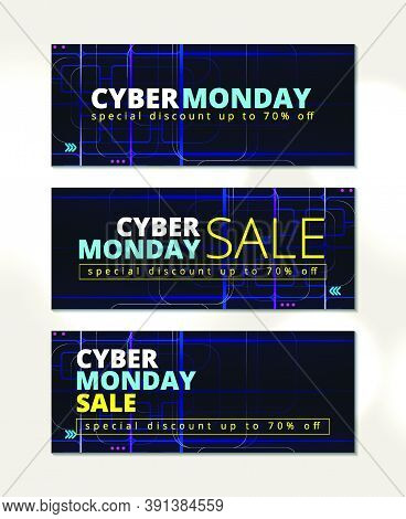 Blue Banner Cyber Monday Sale Vector Design Template