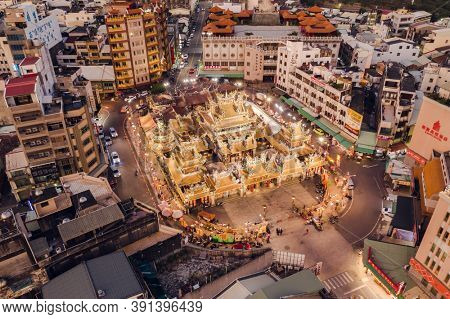 Yunlin, Taiwan - December 11th, 2019: aerial view of famous Beigang Chaotian Temple, Yunlin, Taiwan, Asia