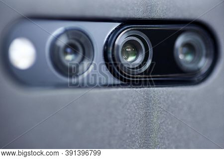 The Camera On Cell Phone. Smartphone Camera Close-up. Close Up Of A Mobile Phone Camera, Flash And S