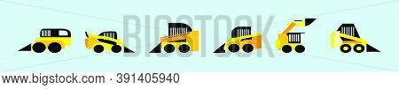 Mini Loader Flat Style. Commercial Vehicles. Special Equipment. Vector Illustration Isolated On Blue