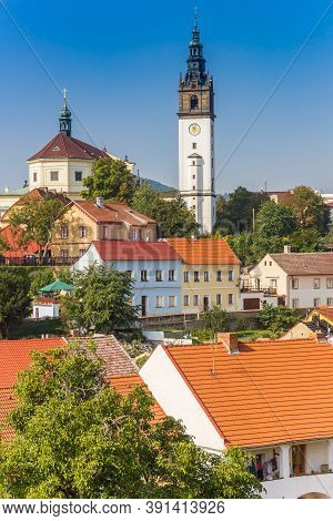 Tower Of The Historic Cathedral In The Center Of Litomerice, Czech Republic