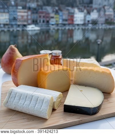 Cheese Collection, Belgian Abbey Cheeses Made With Brown Trappist Beer And Fine Herbs And View On Ma