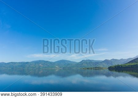 Scence Of Reservoir And Mountain