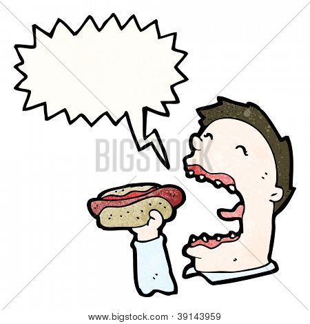 homem ganancioso comer junk food