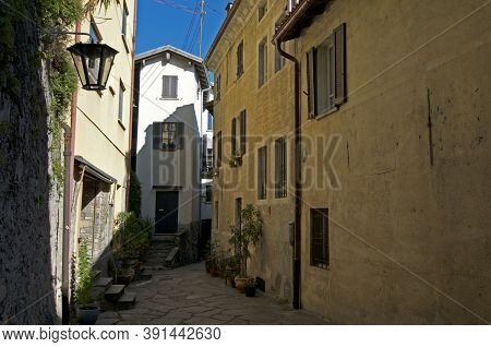 Beautiful Scenic Laneway In Gandria. Is A Famous Touristic Village Near Lugano In Switzerland