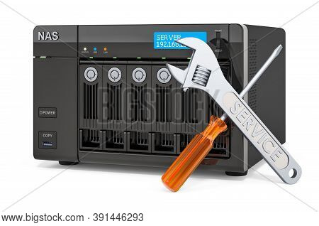 Repair And Service Of Nas, 3d Rendering Isolated On White Background