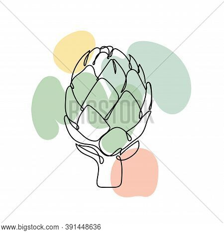 Alcachofa In A Hand Drawn Linear Style.