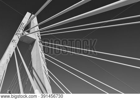 Pont De La Generalitat Bridge Under Blue Sky Next To The Vinalopo River In Elche