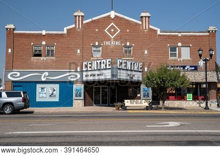 Montpelier, Idaho - September 21, 2020: Vintage, Nostalgic Centre Theatre In Downtown Montpelier In 