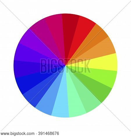 Vector Image Of A Color Wheel. Chromatic Round Bright Palette. Rainbow Shades Of Different Colors. S
