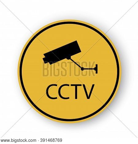 Cctv Sign. Surveillance Warning Icon. Yellow Vector Camera Icon. Safety Symbol. Stock Image.