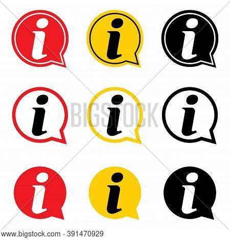 Set Of Information Help Icon, Helpdesk Info Bubble Desk. Vector Sing Isolated On White Background